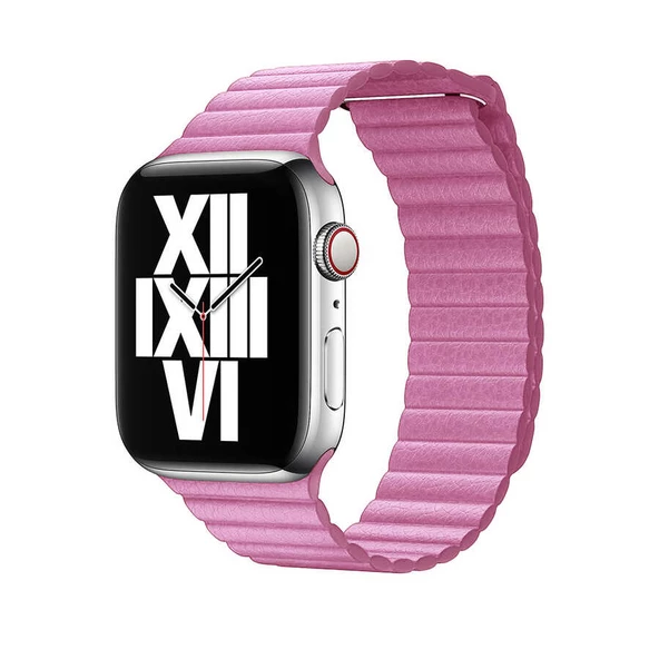 Apple Watch 38mm KRD-09 Deri Lop Kordon Saat Değildir.  Pembe