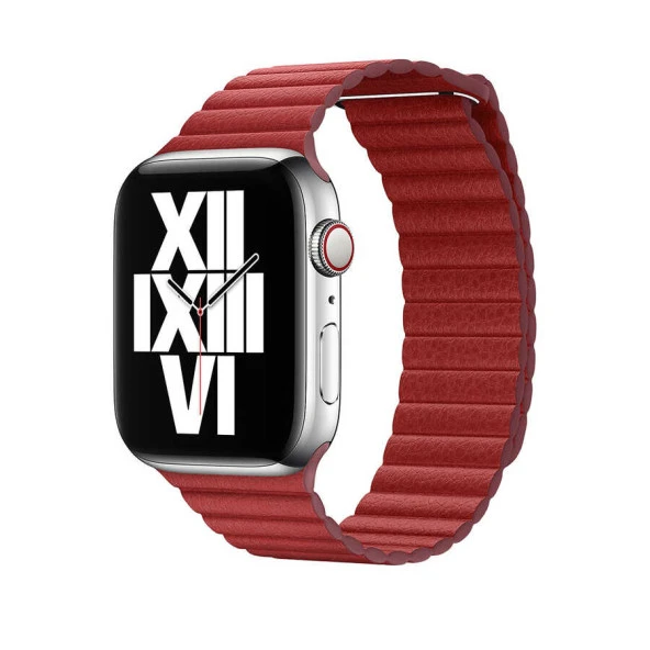 Apple Watch 38mm KRD-09 Deri Lop Kordon Saat Değildir.  Kırmızı
