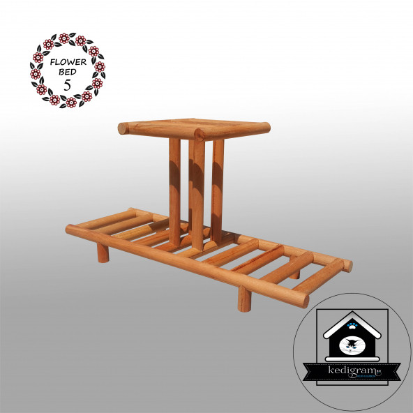 Çiçek Standı 5 - Walnut Çiçeklik -ahşap Saksılık- Çiçek Rafı - Balkon Düzenleme - 3