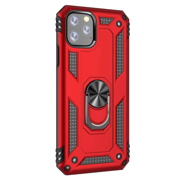 Apple iPhone 11 Pro Yüzüklü Tank Kılıf Bordo - 2