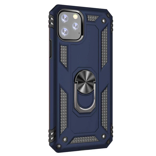 Apple iPhone 11 Pro Yüzüklü Tank Kılıf Lacivert - 2