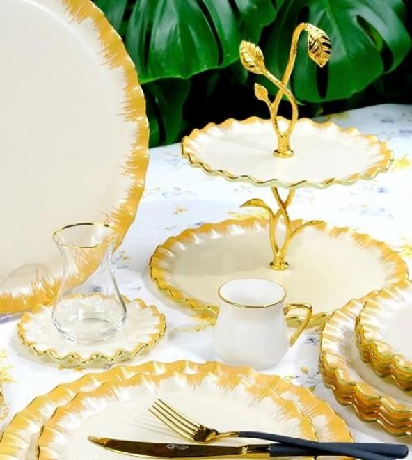 Glore Latte Altın Yaldızlı Cam Kurabiyelik 26089 - Resim 3