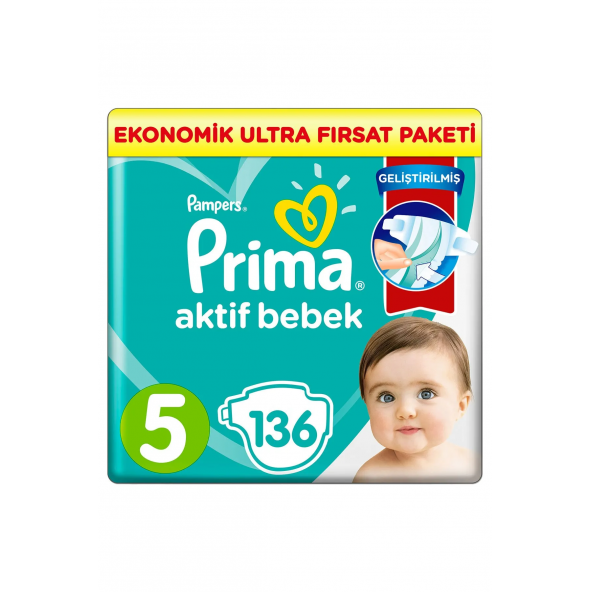 Prima Aktif Bebek 5 Numara Junior 136'lı Bebek Bezi - 1