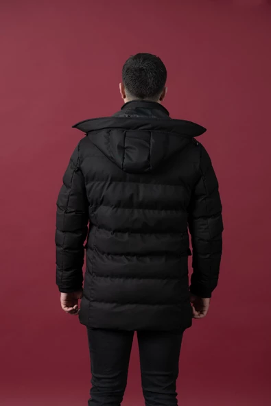 SİR KAPŞONLU (KAPŞON ÇIKMALI ) ŞİŞME ERKEK KABAN - 12