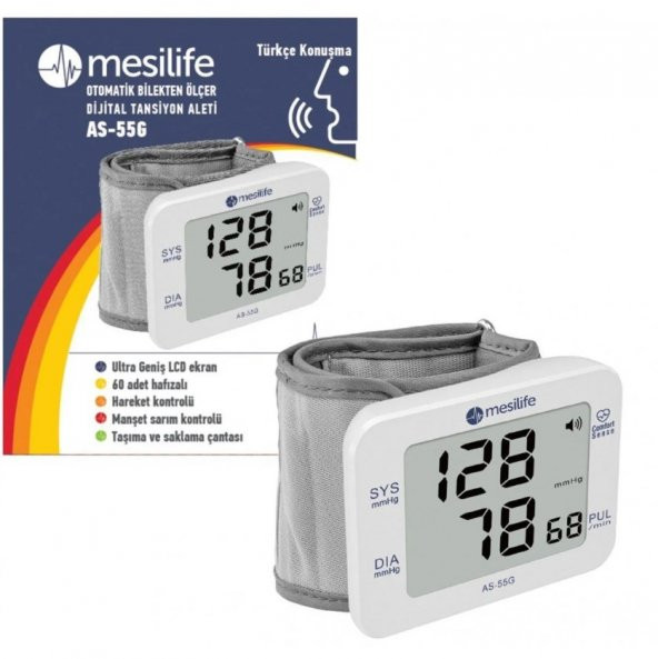 Mesilife AS-55G Dijital Bilekten Ölçer Konuşan Tansiyon Aleti 8680697001966