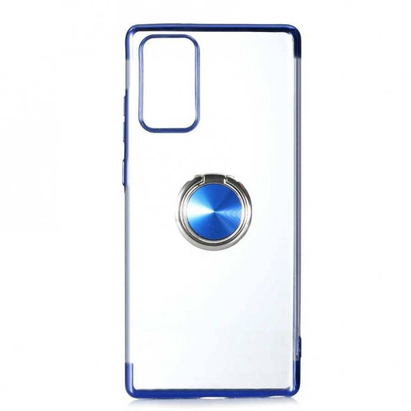 Samsung Galaxy Note 20 Platin Yüzüklü Silikon Kılıf Mavi