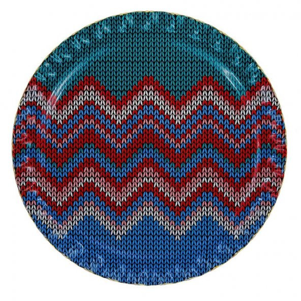 Glore Örgü Altın Yaldızlı Cam Tepsi 31 cm 27092