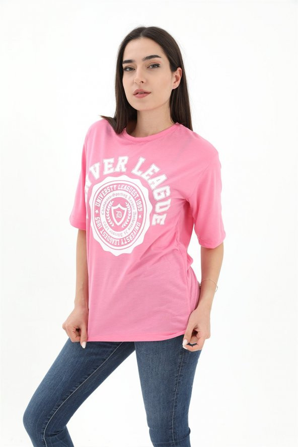 Bisiklet Yaka Denver Leagune Baskılı T-Shirt