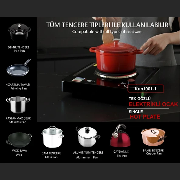 Kunhya Tekli Elektrikli Ocak Tek Gözlü Elektrikli Ocak - Resim 5