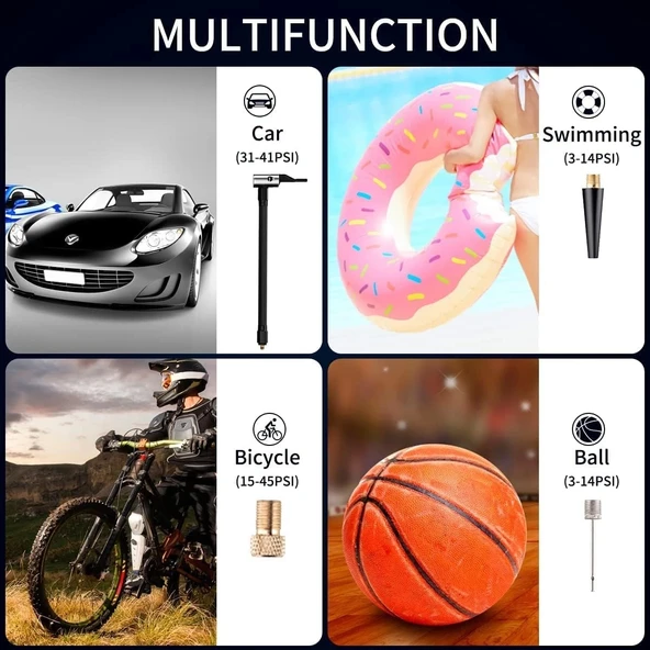 Auhma A5544 Dijital Ekranlı Kompresörlü Hava Pompası | 4000mAh Powerbank | LCD Ekran, LED Işık, Hızlı Şarj Özellikli - 6