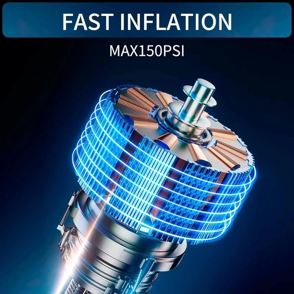 Auhma A5544 Dijital Ekranlı Kompresörlü Hava Pompası | 4000mAh Powerbank | LCD Ekran, LED Işık, Hızlı Şarj Özellikli - 5