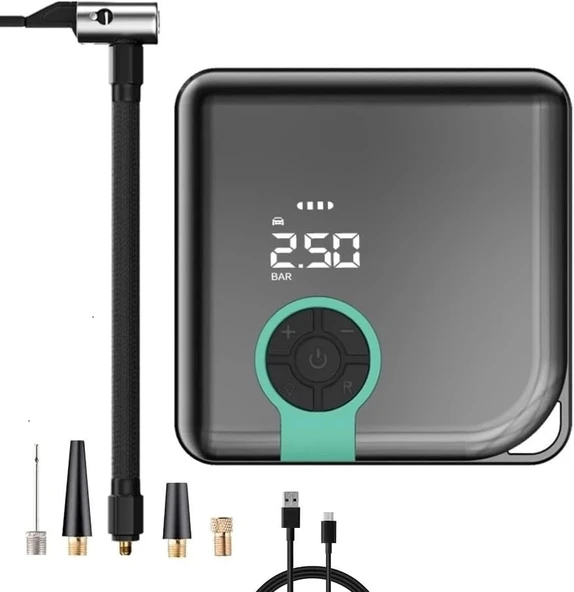 Auhma A5544 Dijital Ekranlı Kompresörlü Hava Pompası | 4000mAh Powerbank | LCD Ekran, LED Işık, Hızlı Şarj Özellikli