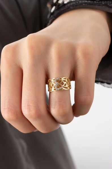 Gümüş Taşlı Harf Yüzük ürün görseli 1