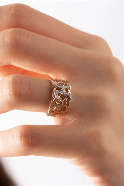 Gümüş Taşlı Harf Yüzük ürün görseli 1