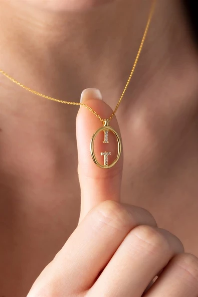 Gümüş Oval Form Harf Kolye ürün görseli 1