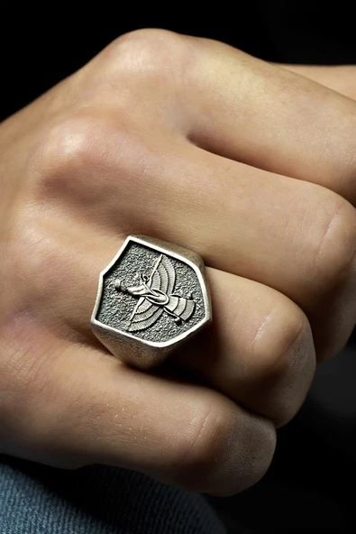 Gümüş Zerduş Figürlü Erkek Yüzük ürün görseli 1