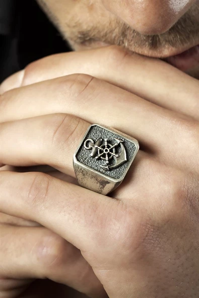 Gümüş Çapa Figürlü Erkek Yüzük ürün görseli 1