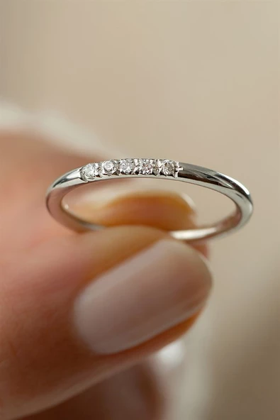 925 Ayar Gümüş Taşlı Alyans Yüzük