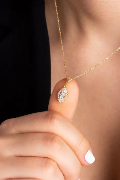 Gümüş Mekik Taşlı Kolye ürün görseli 1