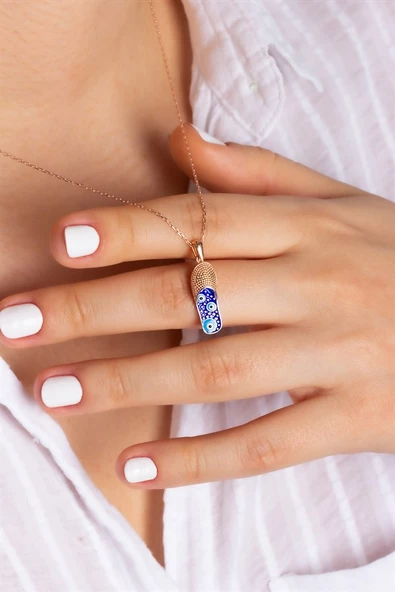 Gümüş Nazarlı Terlik Kolye