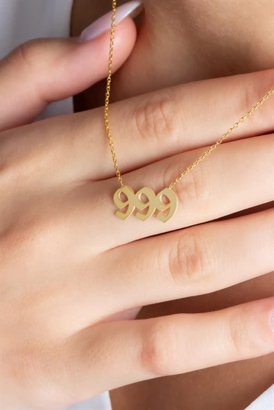 Gümüş 999 Melek Sayıları Kolye ürün görseli 1