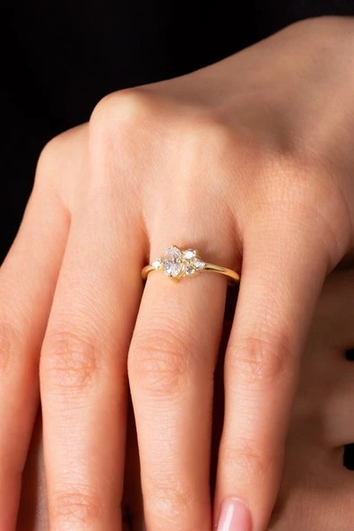 Gümüş Oval Taşlı Yüzük ürün görseli 1