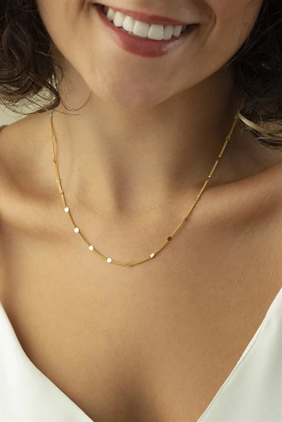 Gümüş Pullu Zincir Kolye ürün görseli 1