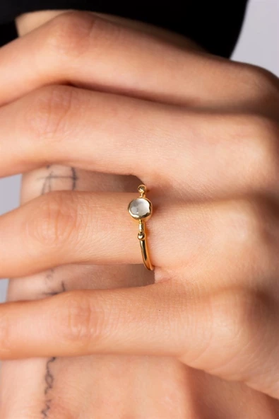 Gümüş Ay Taşlı Yüzük