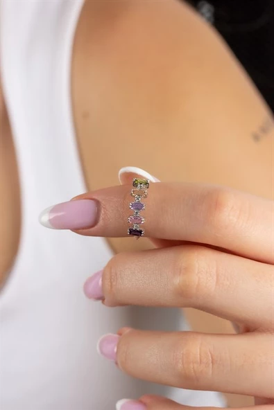 Gümüş Baget Taşlı Minimal Yüzük