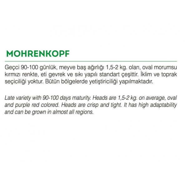 Yerli Mor Lahana Mohrenkopf 1000 Adet Tohum - Resim 2