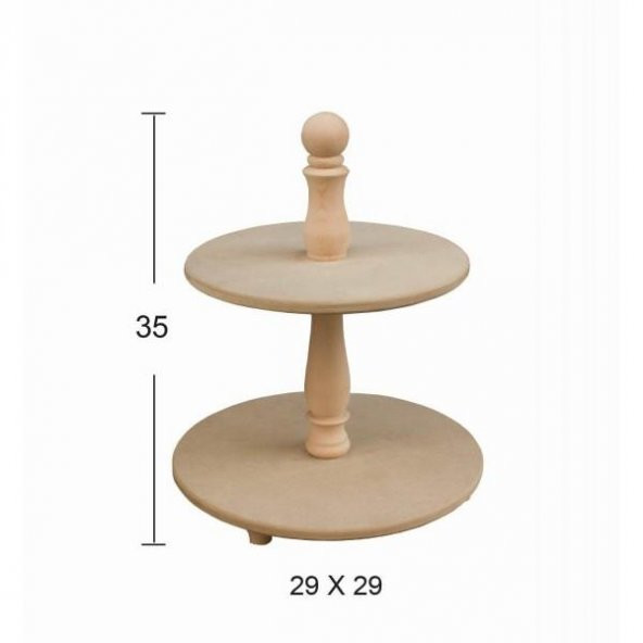 Ayaklı Yuvarlak İki Katlı Sunumluk 35x29cm SN06 ürün görseli
