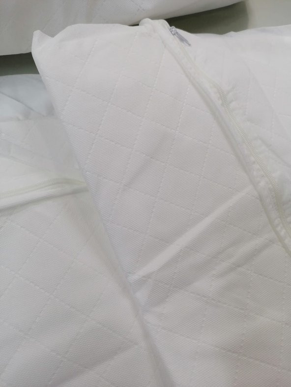 3 ADET Çeyizlik Büyük BoyYorgan Döşek BattaniyeYastık Hurcu BeyazRenk  100x50 Cm Ebatında Tela Kumaş - 5