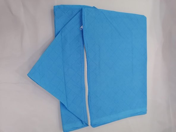 3 LÜ BÜYÜK BOY YORGAN YASTIK BATTANIYE HURCU ÇOK  AMAÇLI HURÇ  TELA KUMAŞ 100 X 50CM MAVİ RENK ÇEYİZLİK - 2