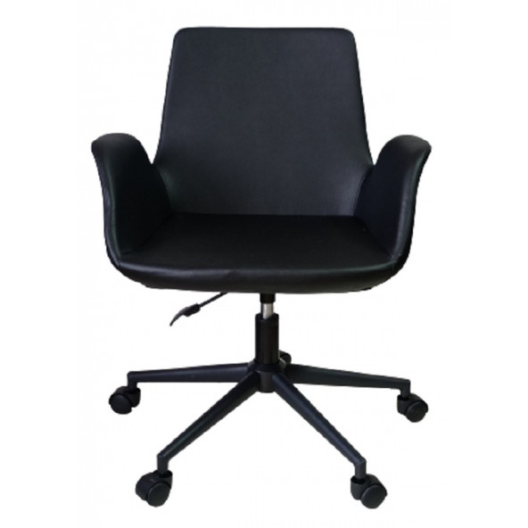 Büro Sandalyesi Siyah Konik Ayaklı Antrasit Suni Deri - 3