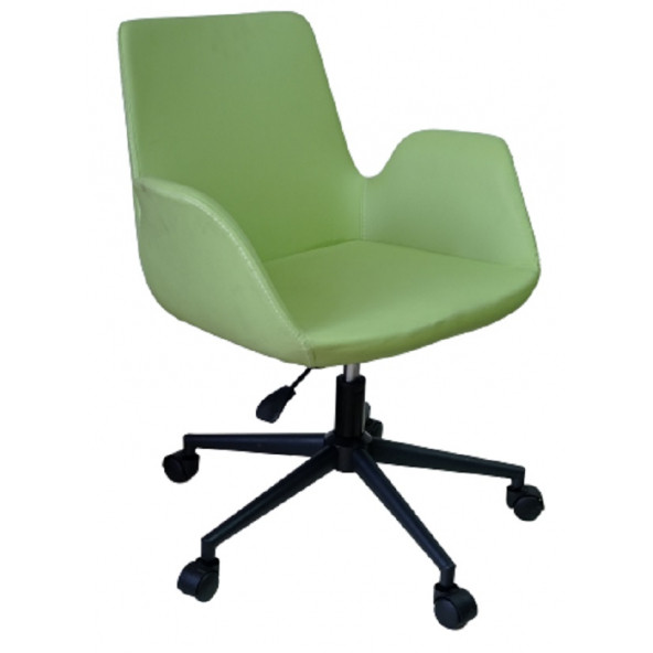 Büro Sandalyesi Siyah Metal Ayaklı Yeşil Renk Suni Deri