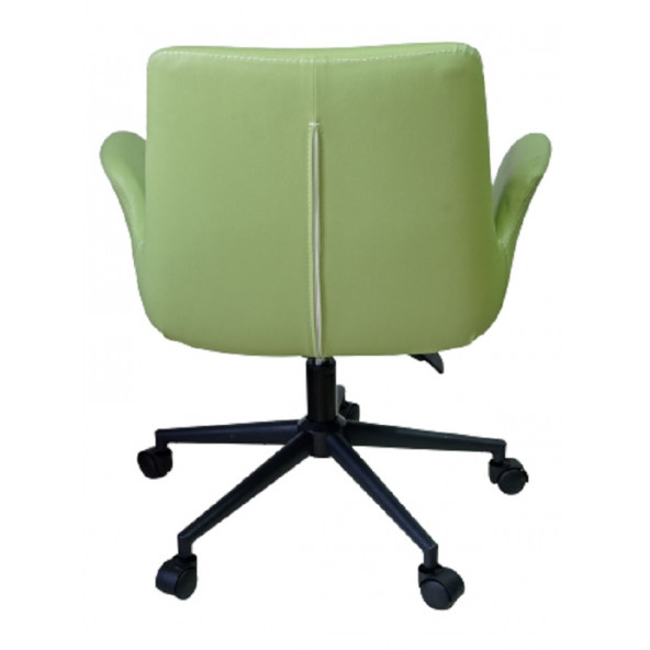 Büro Sandalyesi Siyah Metal Ayaklı Yeşil Renk Suni Deri - 3