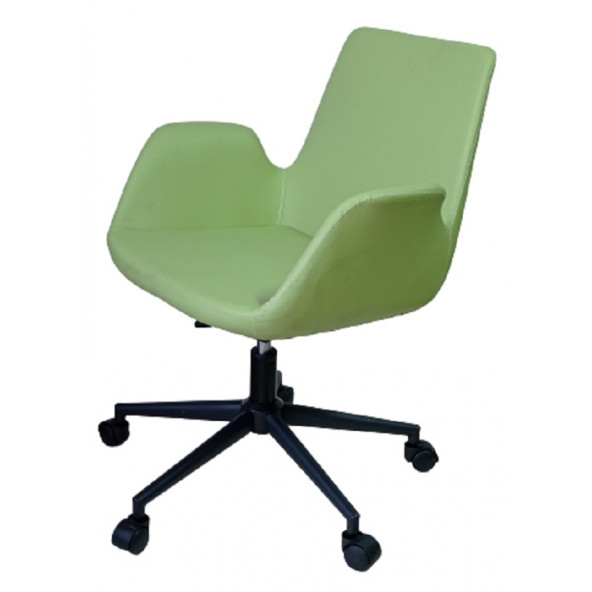 Büro Sandalyesi Siyah Metal Ayaklı Yeşil Renk Suni Deri - 4