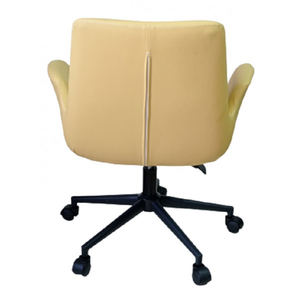 Büro Sandalyesi Siyah Metal Ayaklı Sarı Renk Suni Deri - Resim 3