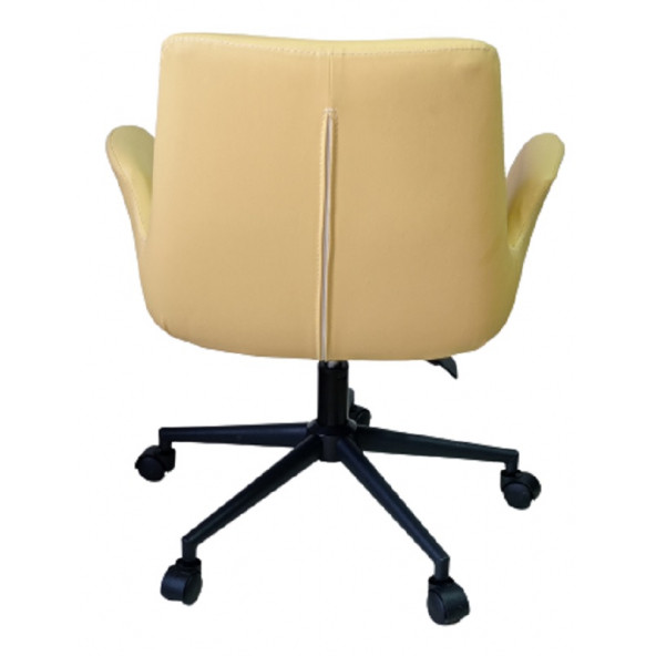 Büro Sandalyesi Siyah Metal Ayaklı Sarı Renk Suni Deri - Resim 4