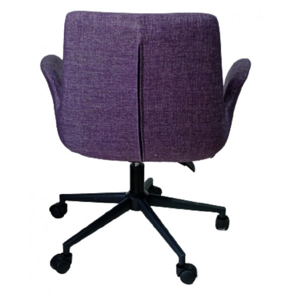 Büro Sandalyesi Siyah Metal Ayaklı Mor Keten Kumaş - Resim 3