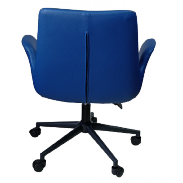 Büro Sandalyesi Siyah Metal Ayaklı Mavi Renk Suni Deri - Resim 4