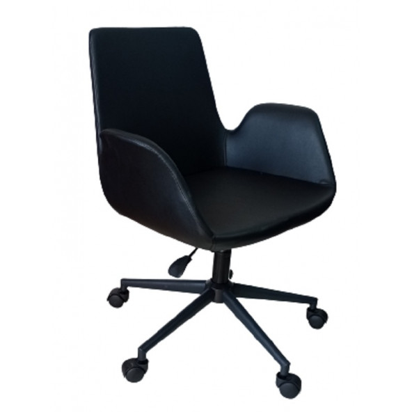 Büro Sandalyesi Siyah Metal Ayaklı Siyah Suni Deri