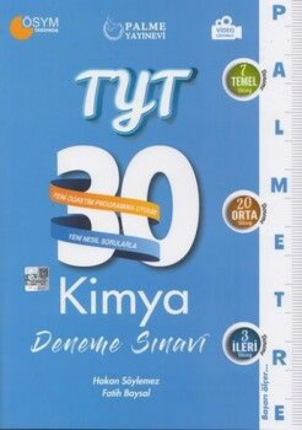 Palme Yayınları TYT Kimya Palmetre 30 Deneme Sınavı