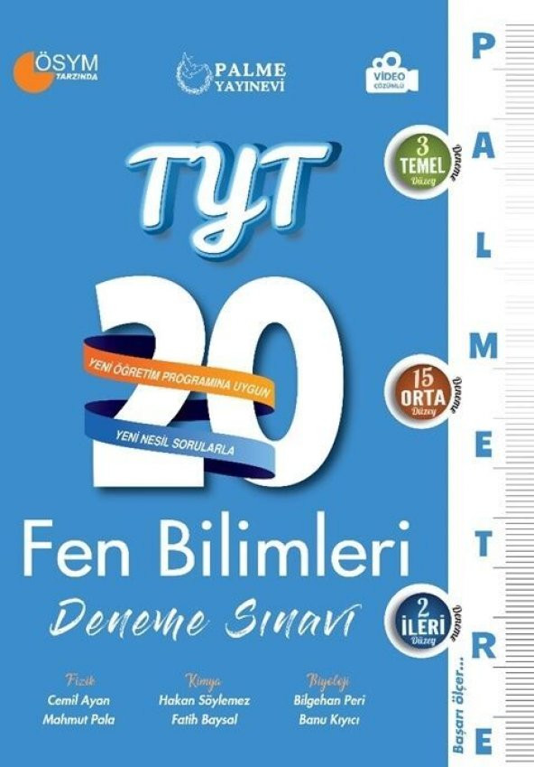 Palme Yayınları TYT Fen Bilimleri Palmetre Serisi 20 Deneme Video Çözümlü