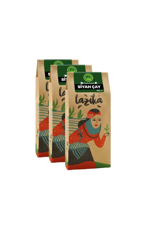 Lazika Yayla Çaylı Siyah Çay 400 gr X3 Adet