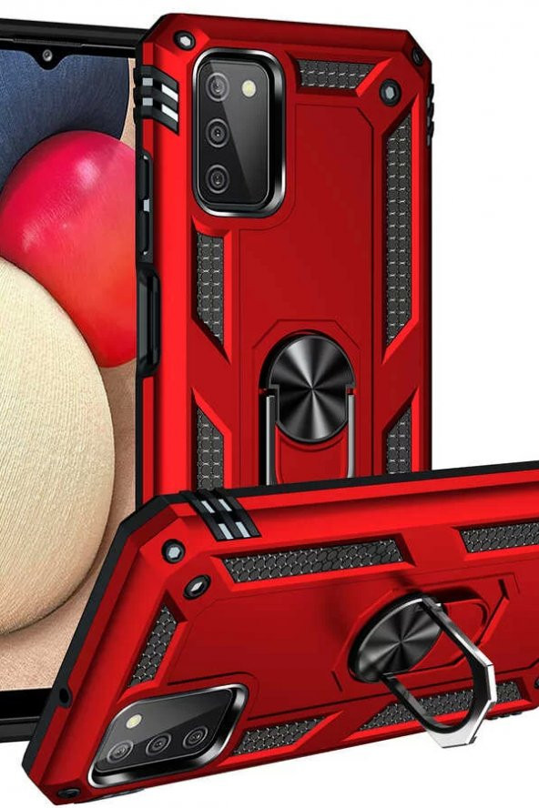 Samsung Galaxy A03S Kılıf Vega Yüzük Standlı Military Armor Ring Zırh Kapak