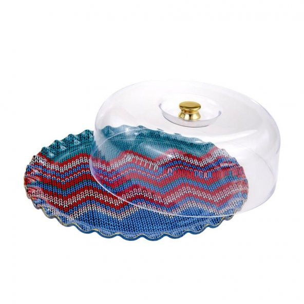 Glore Örgü Altın Yaldızlı Cam Kek Fanusu 70071 ürün görseli 1