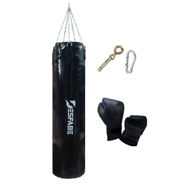 Desfabe Boxing Star 150x38 Cm Zincirli Boks Kum Torbası Siyah+Askı Aparatı+Boks Eldiveni