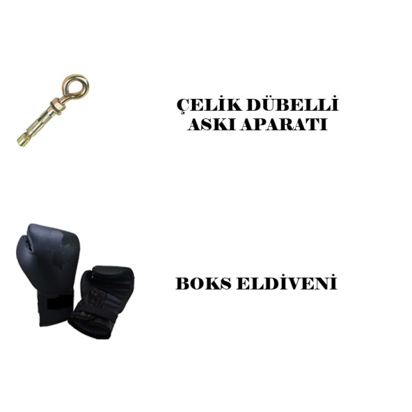 Desfabe Boxing Star 150x38 Cm Zincirli Boks Kum Torbası Siyah+Askı Aparatı+Boks Eldiveni - 2
