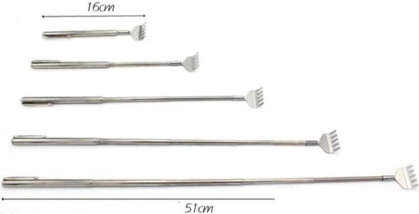 2 Adet Teleskobik Sırt Kaşıyıcı Metal Kaşağı Kaşıma Aleti Sırt Kaşıma Aparatı Metal 51 Cm - 3